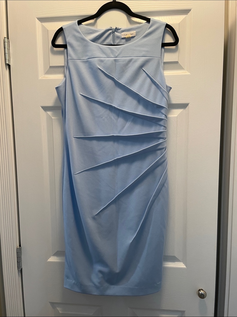Calvin Klein Powder Blue Sleeveless Midi Sheath Dress
